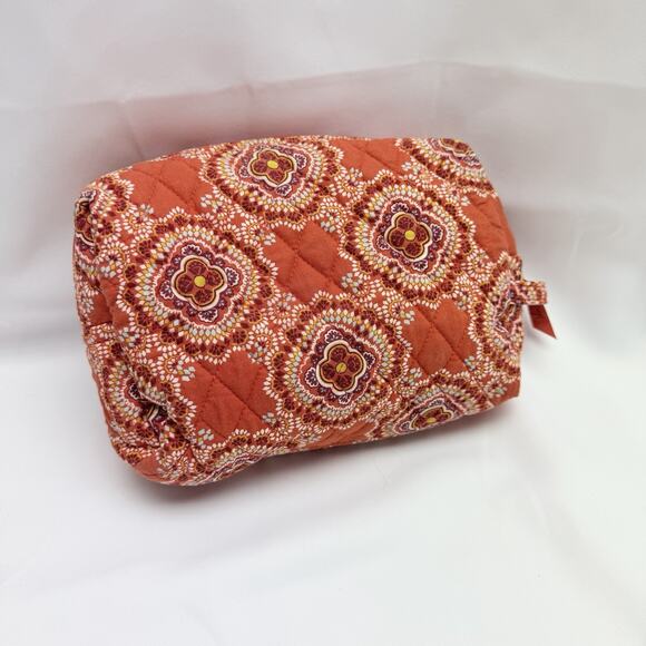 Vera Bradley Cosmetic Makeup Bag Orange Toned Paprika Pattern Floral Travel - Picture 4 of 8